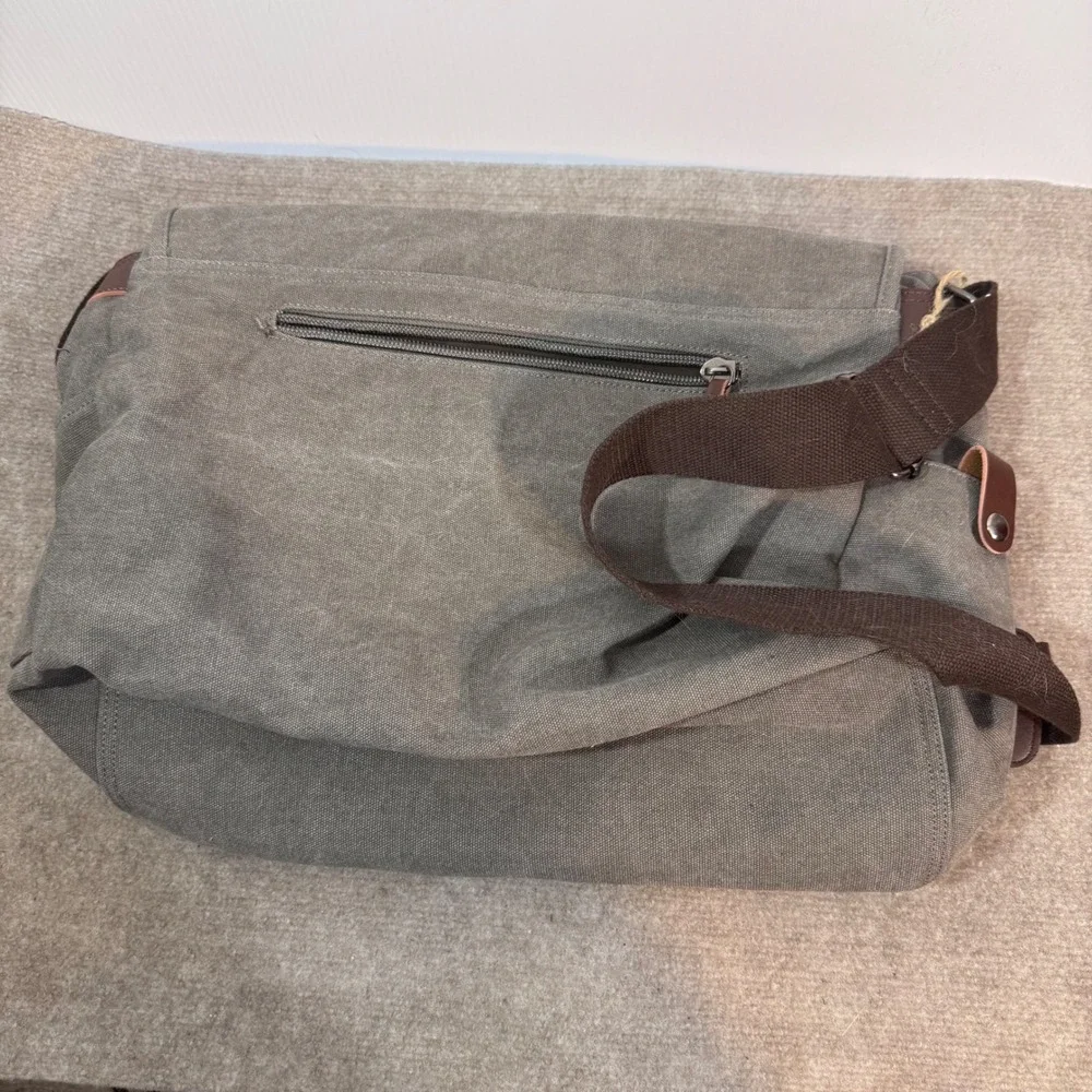Canvas Messenger Bag Mens Large Gray 16